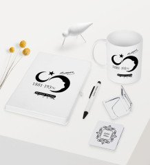Kişiye Özel Atatürk Temalı Beyaz Defter Kalem Kupa Ayna Seti - 5