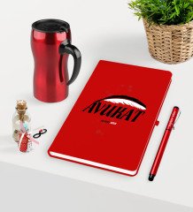 Kişiye Özel Avukat Temalı Kırmızı Defter Kalem ve Termos Mug Seti  - 7