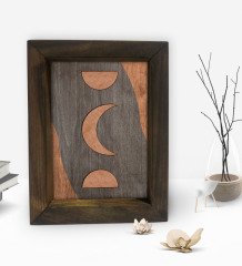 BK Gift Ay Tasarımlı Dekoratif Doğal Masif Ahşap Çerçeve 15x20cm-3