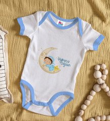 BK Kids Uykucu Oğlan Tasarımlı Mavi Bebek Body Zıbın-1