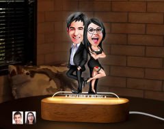 BK Gift Kişiye Özel Sevgili Karikatürlü Dekoratif 3D Biblo LED Işıklı Gece Lambası-6, Sevgiliye Hediye, Yıl Dönümü Hediyesi