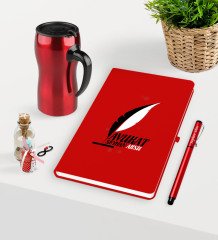 Kişiye Özel Avukat Temalı Kırmızı Defter Kalem ve Termos Mug Seti  - 8