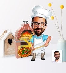 Kişiye Özel Bay Kebapçı Karikatür Ahşap Biblo - 1