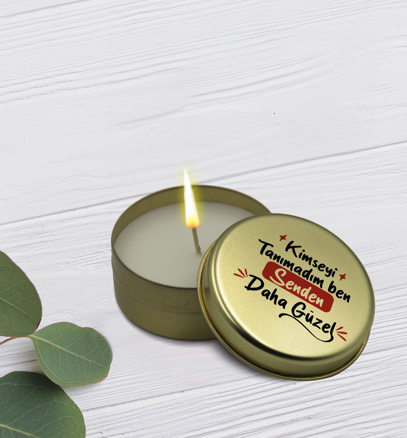 BK Gift Kimseyi Tanımadım Ben Tasarımlı Gold Metal Kutuda Kokulu Mum-4, Ev Hediyesi, Arkadaşa Hediye, Kokulu Mum