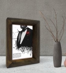 BK Gift Baba Godfather Tasarımlı Dekoratif Doğal Masif Ahşap Çerçeve 15x20cm-21