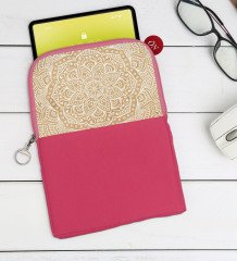 BK Gift Retro Motif Tasarımlı Taşınabilir Koruyucu Tablet Kılıfı & Organizer Çanta - Pembe-1
