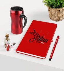 Kişiye Özel Avukat Temalı Kırmızı Defter Kalem ve Termos Mug Seti  - 9