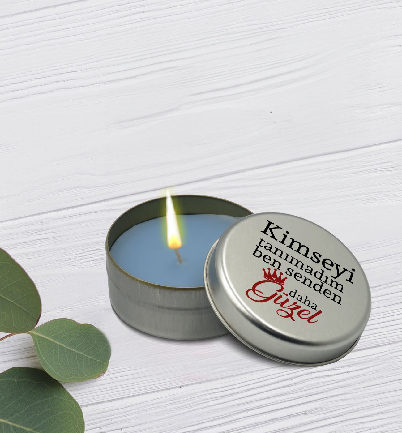 BK Gift Kimseyi Tanımadım Ben Tasarımlı Silver Metal Kutuda Kokulu Mum-1, Ev Hediyesi, Arkadaşa Hediye, Kokulu Mum
