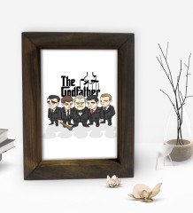 BK Gift Baba Godfather Tasarımlı Dekoratif Doğal Masif Ahşap Çerçeve 15x20cm-22