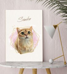 BK Gift Kişiye Özel Evcil Hayvan Karikatürlü Kanvas Tablo-2, Arkadaş Hediye, Sevgiliye Hediye, Ev Hediyesi