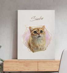 BK Gift Kişiye Özel Evcil Hayvan Karikatürlü Kanvas Tablo-2, Arkadaş Hediye, Sevgiliye Hediye, Ev Hediyesi