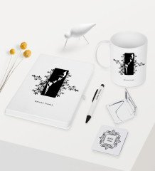 Kişiye Özel Atatürk Temalı Beyaz Defter Kalem Kupa Ayna Seti - 8