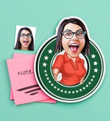 Kişiye Özel Bayan Karikatürlü Ahşap Magnet