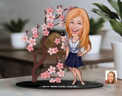 BK Gift Kişiye Özel Anneler Günü Karikatürlü 3D Ahşap Biblo, Anneler Günü Biblo, Ahşap Biblo, Anneye Hediye, Ev Dekoru-1