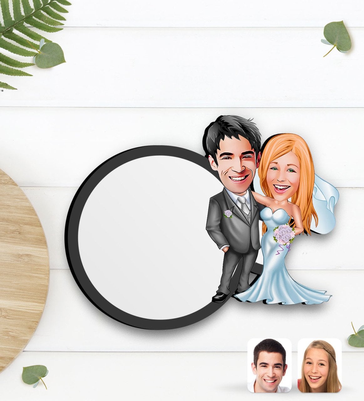 Kişiye Özel Evleniyoruz Karikatürlü Ahşap Bardak Altlığı-5