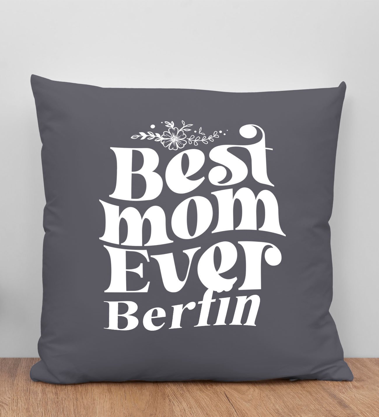 BK Gift Kişiye Özel İsimli Anneler Günü Tasarımlı Antrasit Kırlent Yastık, Anneye Hediye, Ev Dekorasyonu, Anneler Günü Hediyesi-1
