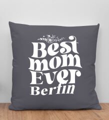 BK Gift Kişiye Özel İsimli Anneler Günü Tasarımlı Antrasit Kırlent Yastık, Anneye Hediye, Ev Dekorasyonu, Anneler Günü Hediyesi-1