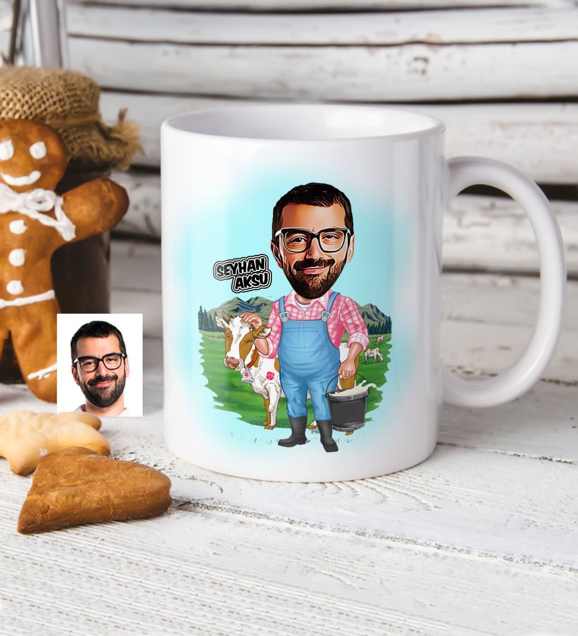 Kişiye Özel Çiftçi Karikatür Beyaz Kupa Bardak