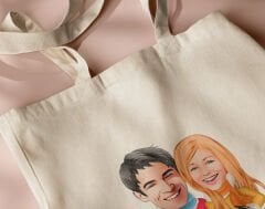 BK Gift Kişiye Özel Sevgililer Karikatürlü Kanvas Bez Çanta, Baskılı Omuz Çantası, Alışveriş Çantası, Plaj Çantası, Sevgiliye Hediye-28