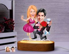 BK Gift Kişiye Özel Sevgili Karikatürlü Dekoratif 3D Biblo LED Işıklı Gece Lambası-9, Sevgiliye Hediye, Yıl Dönümü Hediyesi