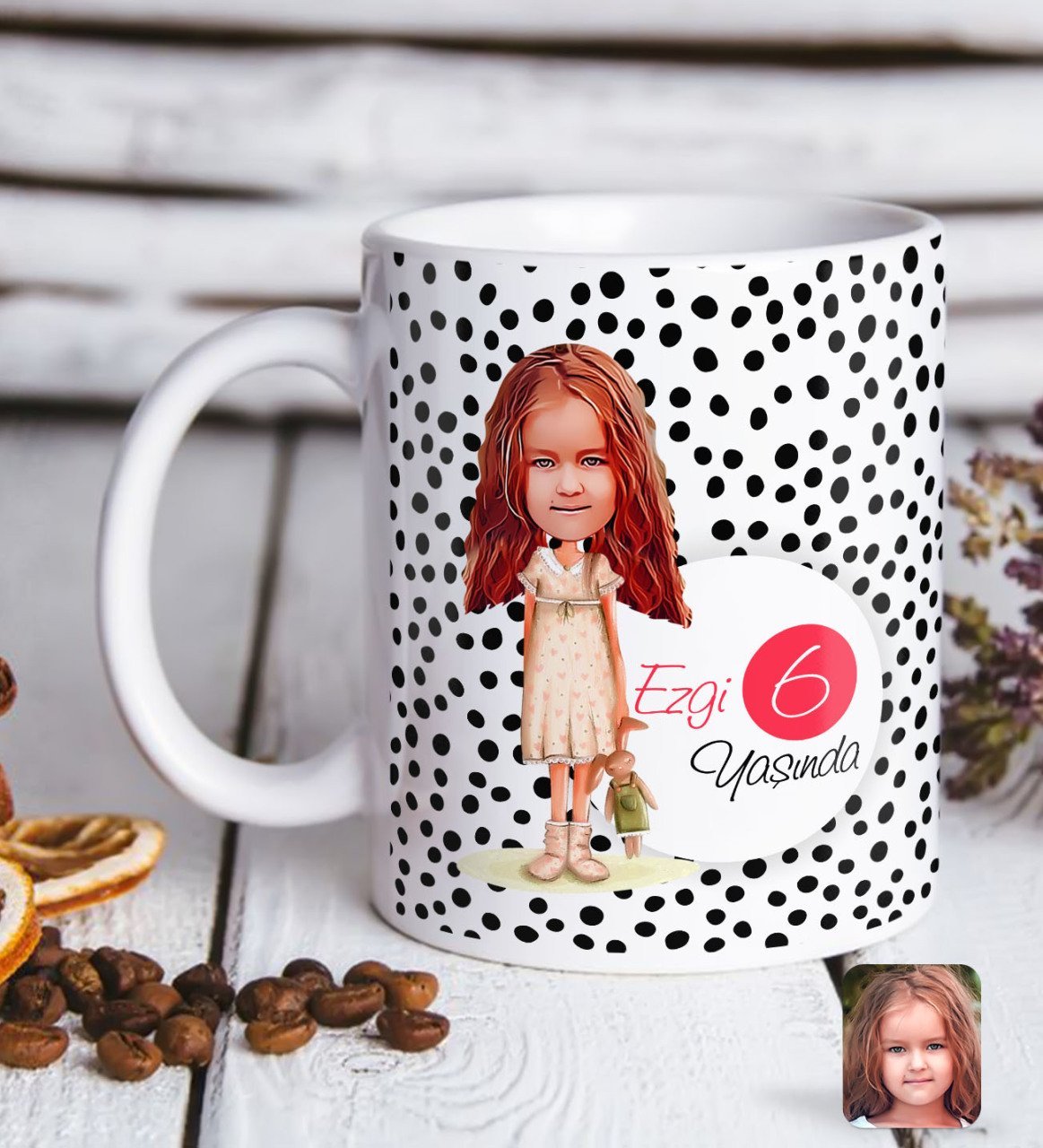 Kişiye Özel Kız Çocuk Yaş Karikatürlü Beyaz Kupa Bardak-7