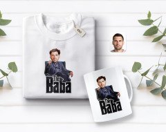 Kişiye Özel Godfather Baba Karikatürlü Beyaz Tişört ve Kupa Seti-8
