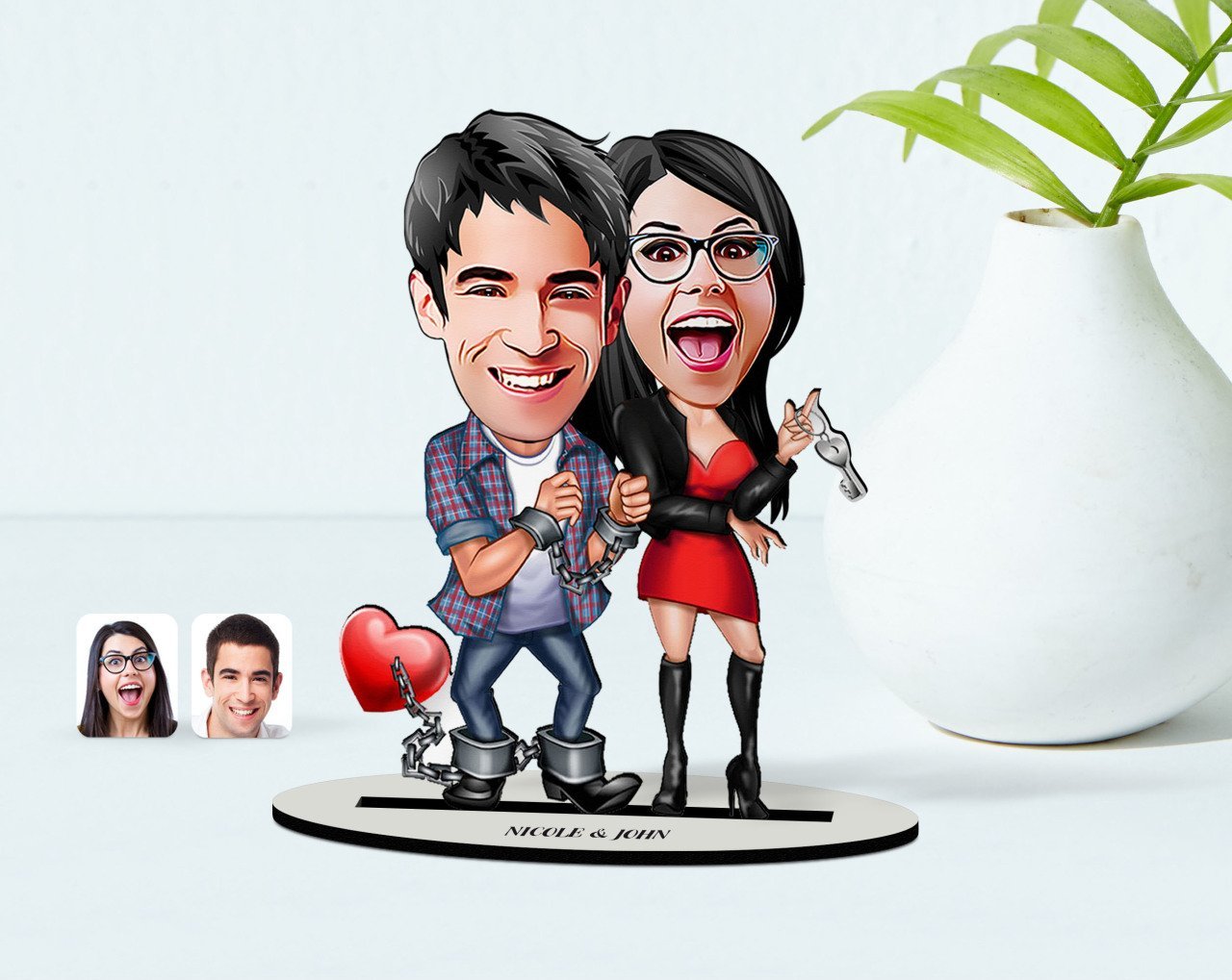 Kişiye Özel Sevgili Karikatürlü Ahşap Biblo Model-1