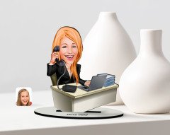 Kişiye Özel Bayan CEO Karikatür Ahşap Biblo - 1