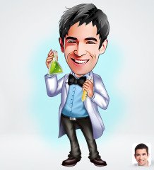 Kişiye Özel Erkek Kimyager Öğretmeni Tasarımlı Dijital Karikatür-2