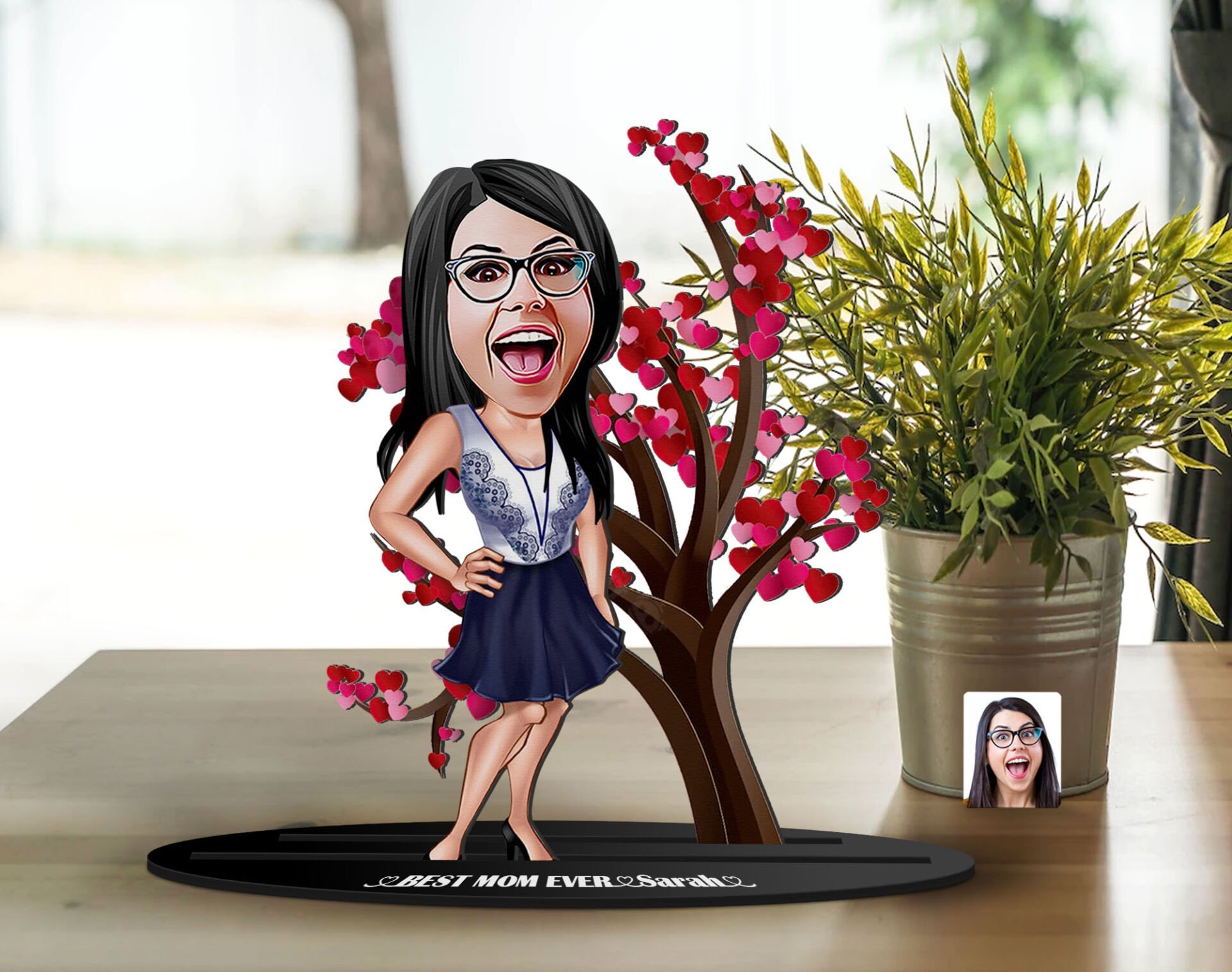BK Gift Kişiye Özel Anneler Günü Karikatürlü 3D Ahşap Biblo, Anneler Günü Biblo, Ahşap Biblo, Anneye Hediye, Ev Dekoru-3