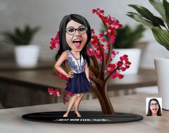 BK Gift Kişiye Özel Anneler Günü Karikatürlü 3D Ahşap Biblo, Anneler Günü Biblo, Ahşap Biblo, Anneye Hediye, Ev Dekoru-3