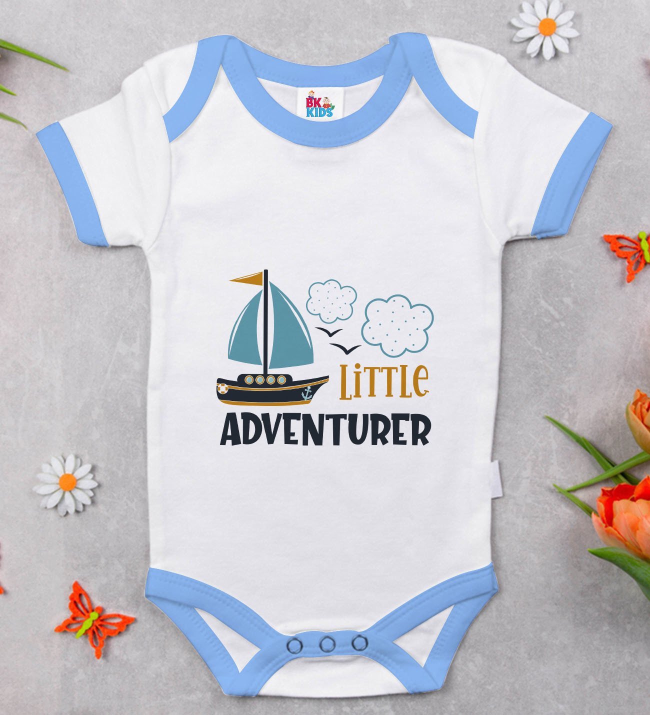 BK Kids Little Adventurer Tasarımlı Mavi Bebek Body Zıbın-1