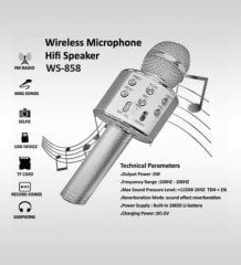 Kişiye Özel Bluetooth Karaoke Mikrofon ve Hoparlör - Silver
