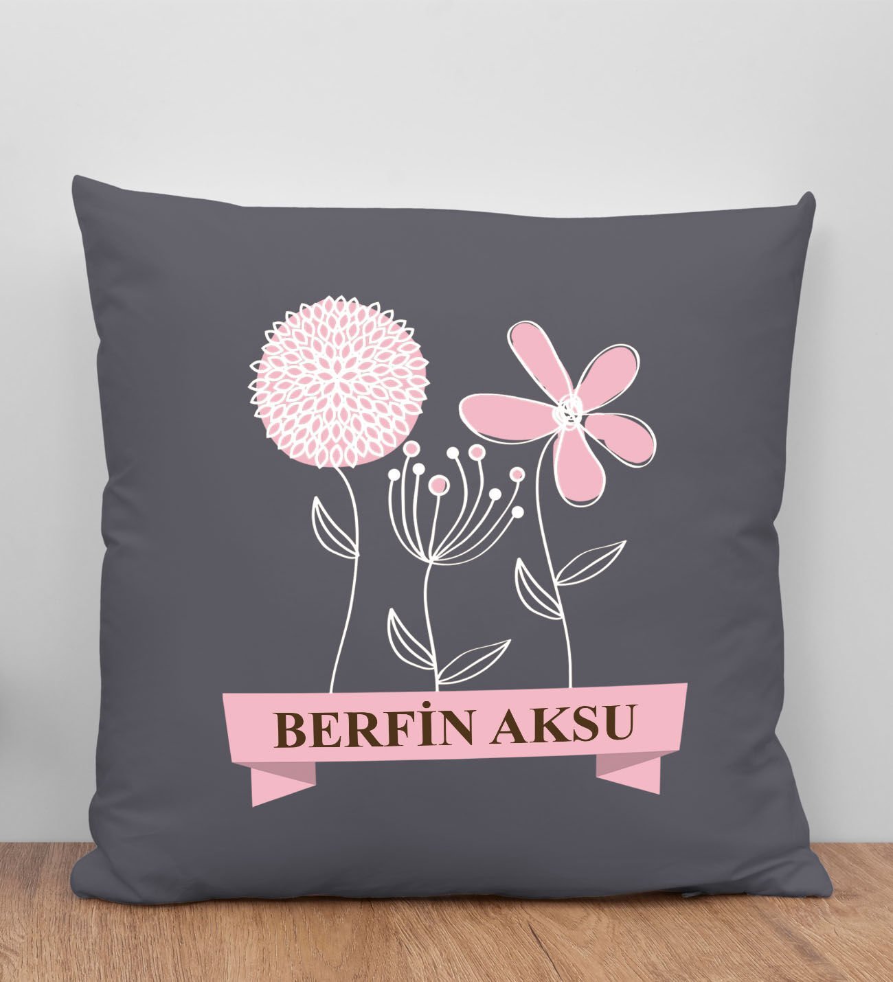 BK Gift Kişiye Özel İsimli Anneler Günü Tasarımlı Antrasit Kırlent Yastık, Anneye Hediye, Ev Dekorasyonu, Anneler Günü Hediyesi-4