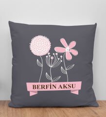 BK Gift Kişiye Özel İsimli Anneler Günü Tasarımlı Antrasit Kırlent Yastık, Anneye Hediye, Ev Dekorasyonu, Anneler Günü Hediyesi-4