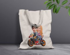 BK Gift Kişiye Özel Sevgililer Karikatürlü Kanvas Bez Çanta, Baskılı Omuz Çantası, Alışveriş Çantası, Plaj Çantası, Sevgiliye Hediye-31