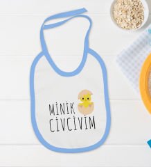 BK Kids Minik Civcivim Tasarımlı Mavi Bebek Body Zıbın ve Mama Önlüğü Hediye Seti-1