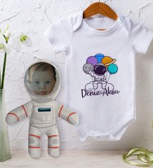 BK Kids Kişiye Özel Fotoğraflı Bebek Yastık ve Bebek Body Zıbın Hediye Seti - Model 44