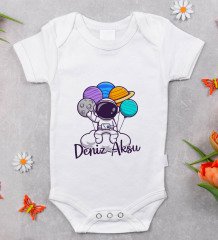 BK Kids Kişiye Özel Fotoğraflı Bebek Yastık ve Bebek Body Zıbın Hediye Seti - Model 44