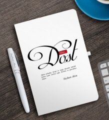 Kişiye Özel Mânâ Dost Beyaz Defter ve Kalem Hediye Seti