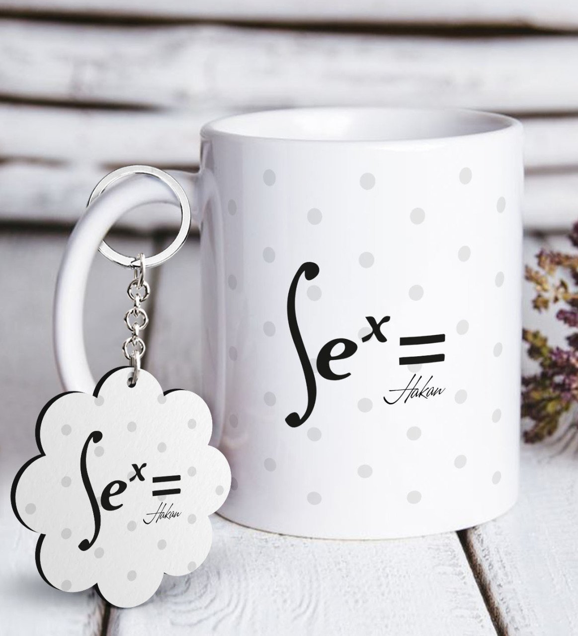 Kişiye Özel Sex Denklemi Beyaz Kupa ve Anahtarlık Hediye Seti