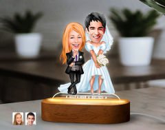 BK Gift Kişiye Özel Sevgili Karikatürlü Dekoratif 3D Biblo LED Işıklı Gece Lambası-14, Sevgiliye Hediye, Yıl Dönümü Hediyesi