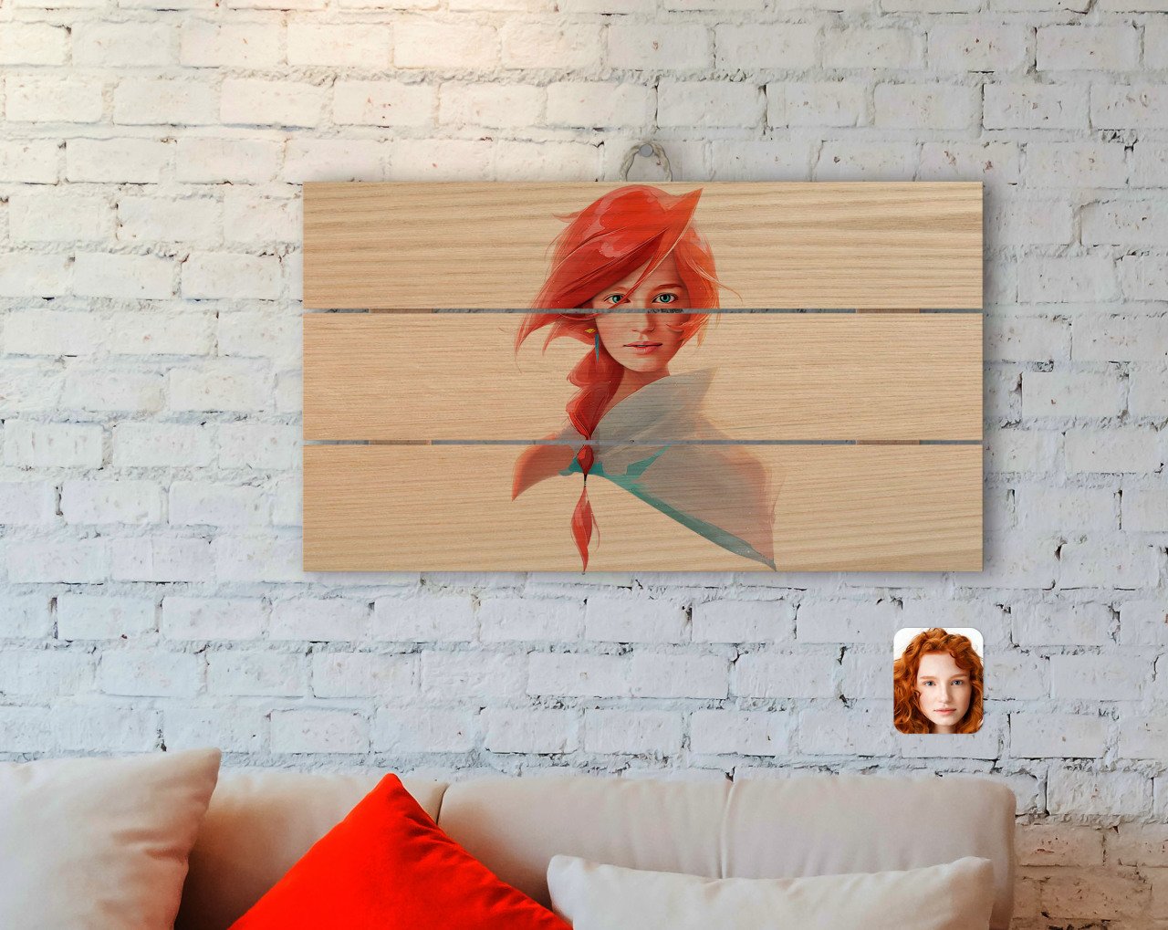 Kişiye Özel Kadın Soyut Karikatürlü Otantik Ahşap Palet Tablo-24