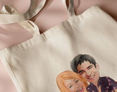 BK Gift Kişiye Özel Sevgililer Karikatürlü Kanvas Bez Çanta, Baskılı Omuz Çantası, Alışveriş Çantası, Plaj Çantası, Sevgiliye Hediye-33