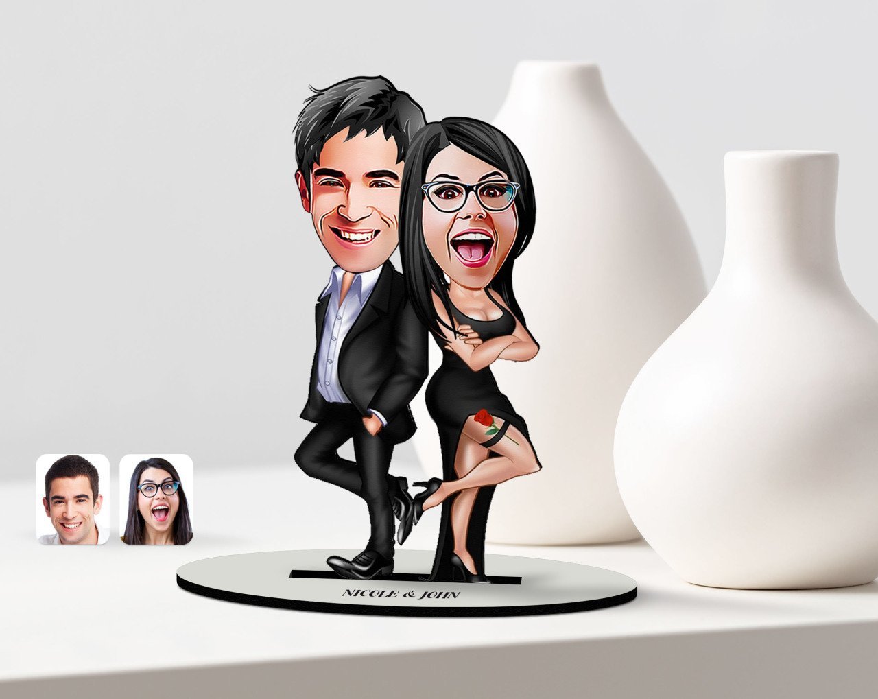 Kişiye Özel Sevgili Karikatürlü Ahşap Biblo Model-6