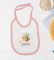 BK Kids Kişiye Özel İsimli Pembe Bebek Body Zıbın ve Mama Önlüğü Hediye Seti-26