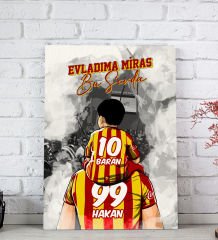 BK Gift Kişiye Özel İsimli Baba-Oğul Sarı Kırmızı Evladıma Miras Bu Sevda Kanvas Tablo-1 20x30CM, Ev Hediyesi, Doğum Günü Hediyesi, Taraftar Hediyesi