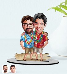 BK Gift Kişiye Özel Tatilci Kankalar Karikatürlü Ahşap Biblo Model 1