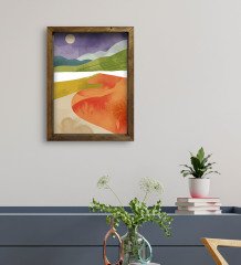BK Gift Otel Odası Konseptli Doğal Masif Ahşap Çerçeveli Tablo 45x65cm-74