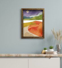 BK Gift Otel Odası Konseptli Doğal Masif Ahşap Çerçeveli Tablo 45x65cm-74